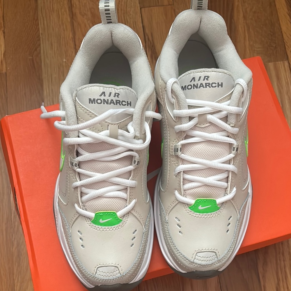 Nike Air Monarch Sneakers - White and Green Accents - Picture 2 of 5